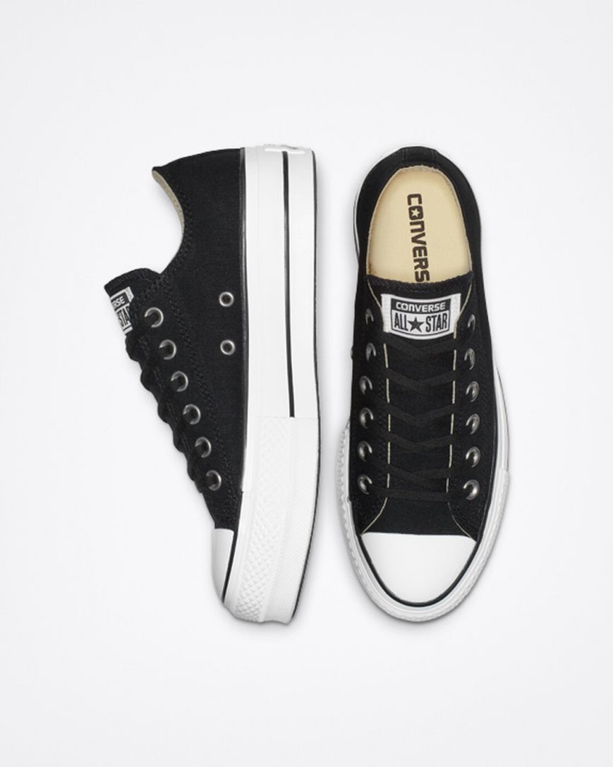 Topanky Na Platforme Converse Chuck Taylor All Star Lift Platene Nizke Damske Čierne Biele | SK MGEFW5